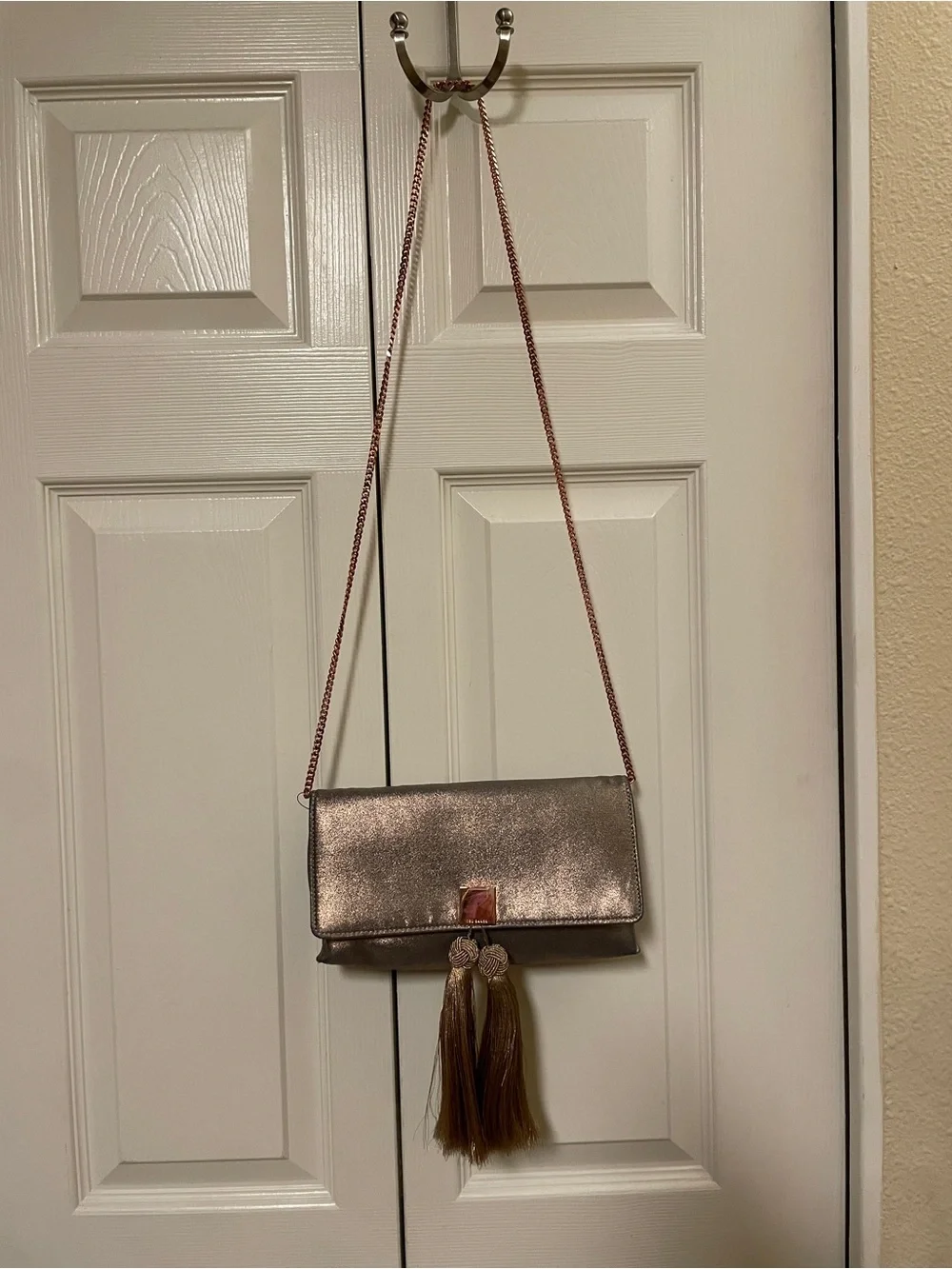 Ted Baker - KATHIE- Satin Brocade Tassel Clutch - Rose Gold -MSRP - $129